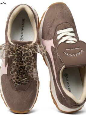 Women's Suede Retro Fashion Sneakers Comfortable Lace-Up Casual Walking Shoes